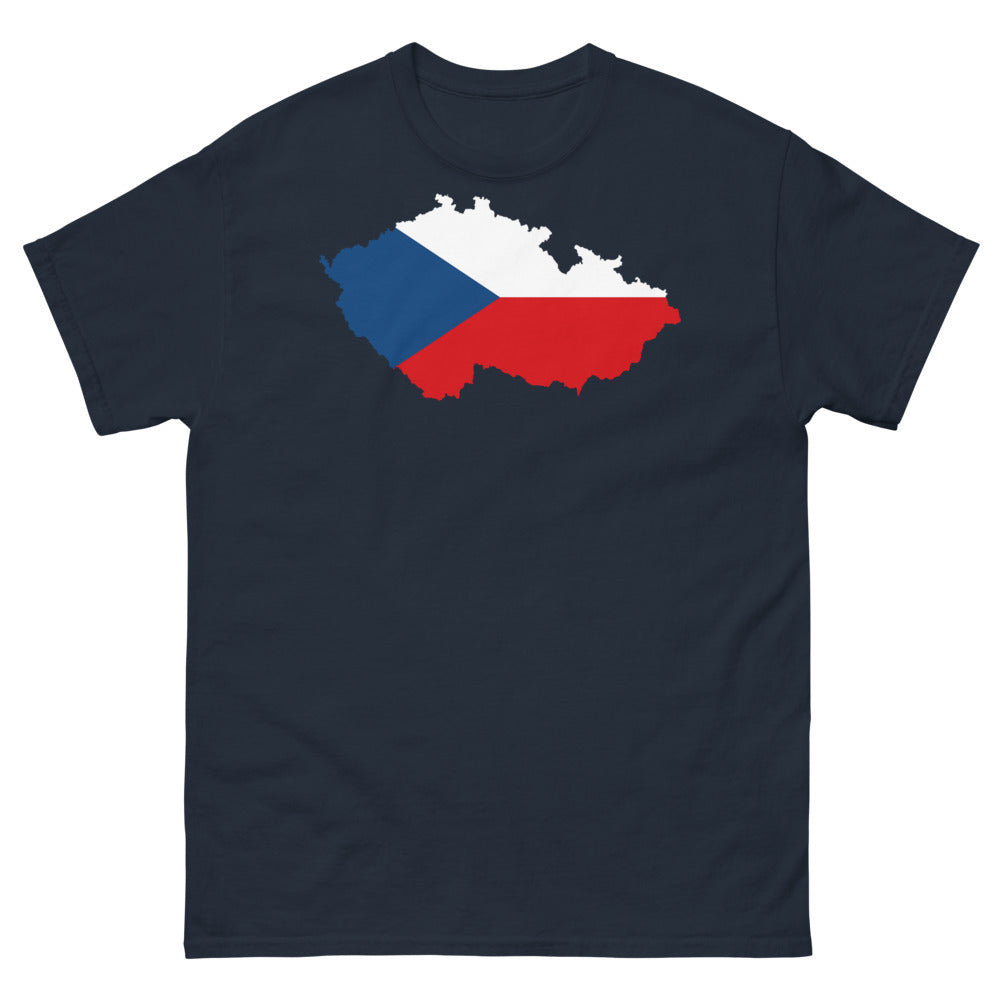 T-shirt République tchèque marine - carte et drapeau
