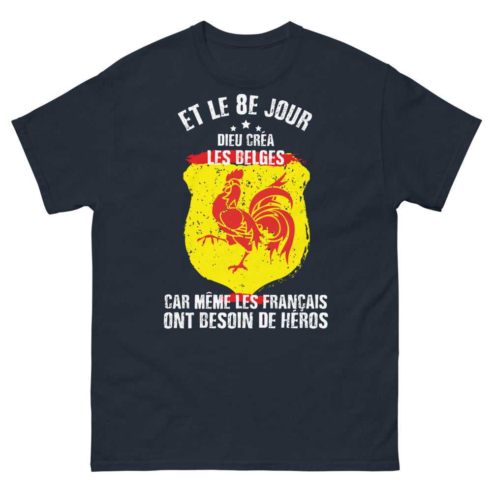 T-shirt Belge marine - Et le 8e jour, Dieu créa les Belges
