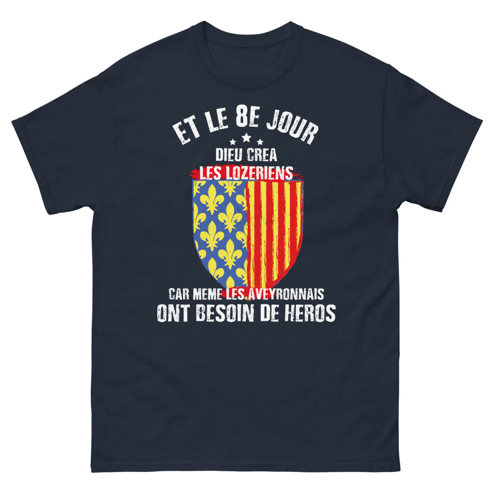 T-shirt Lozériens marine - 8e jour: dieux créa les Lozériens