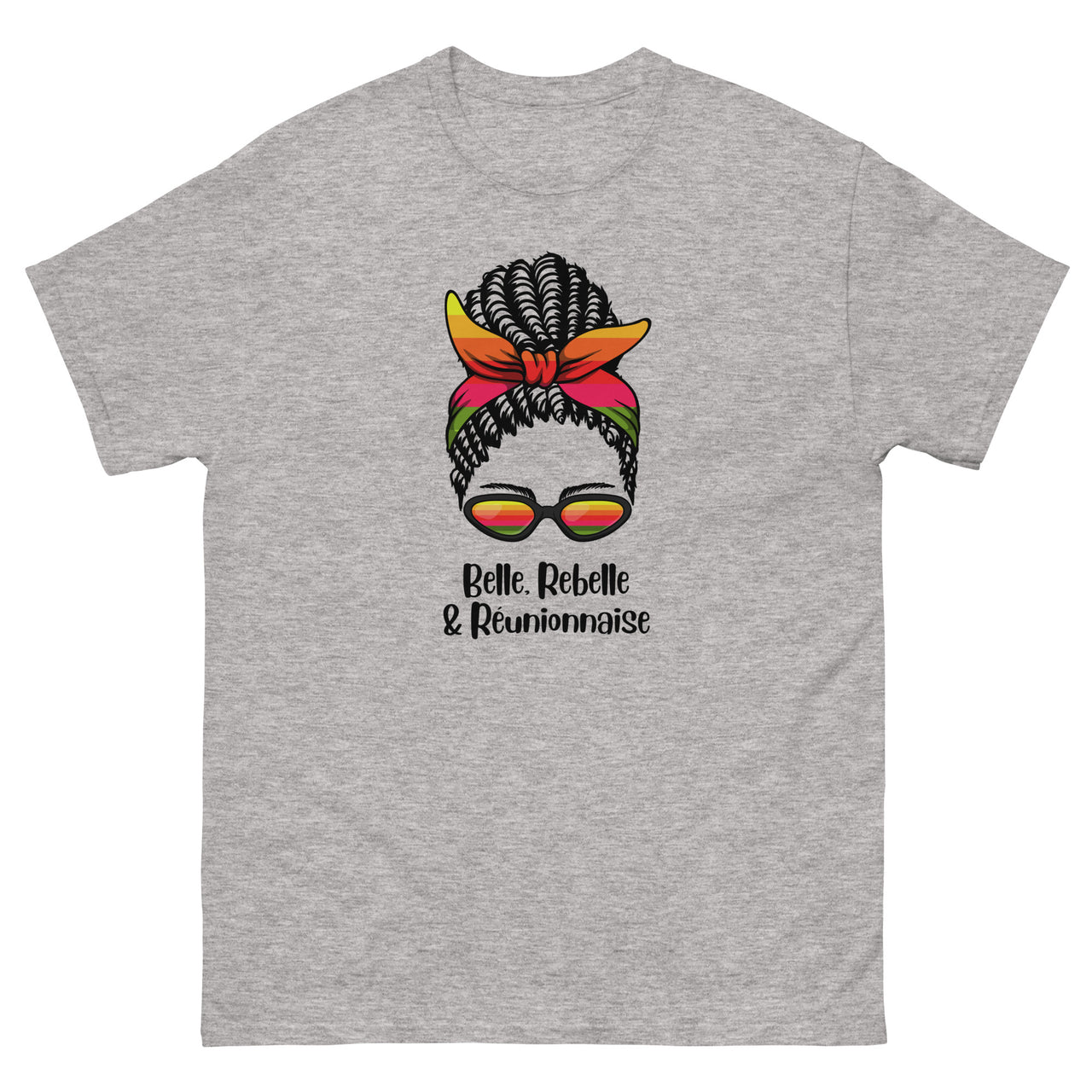 T-shirt Réunion gris sport - Belle, rebelle et fière