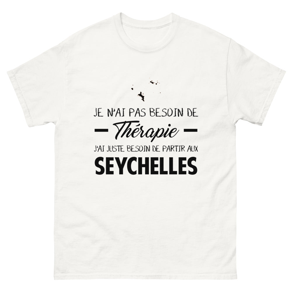 T-shirt Seychelles blanc - Je n'ai pas besoin de thérapie