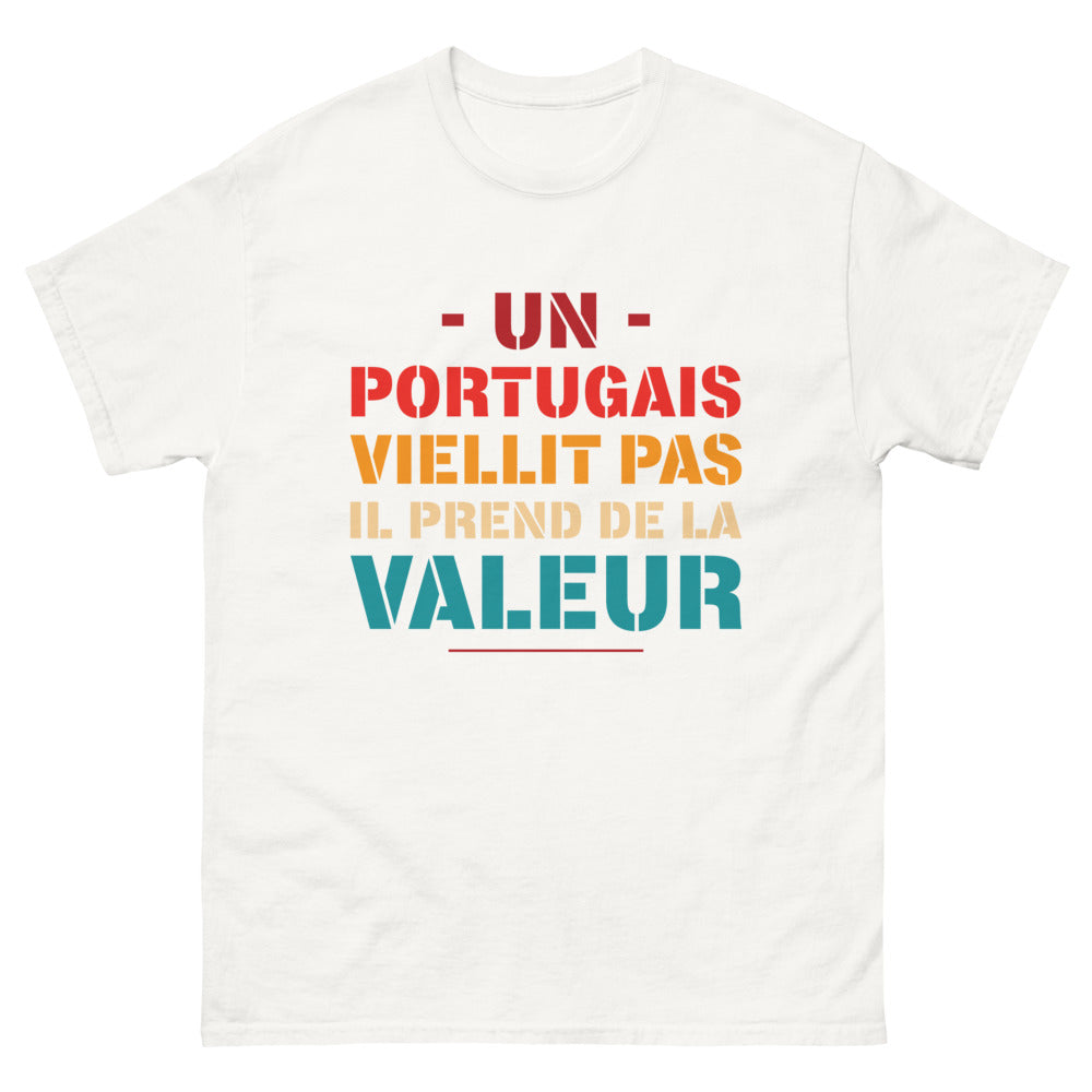 T-shirt Portugal blanc - Un Portugais prend de la valeur