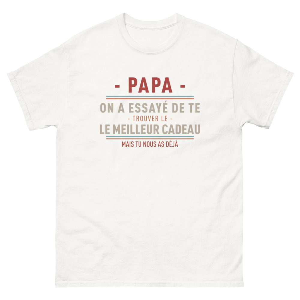 T-shirt Papa blanc - Le meilleur cadeau souvenir pour papa