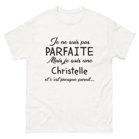 Thumbnail for T-shirt Christelle blanc - Presque parfaite avec humour