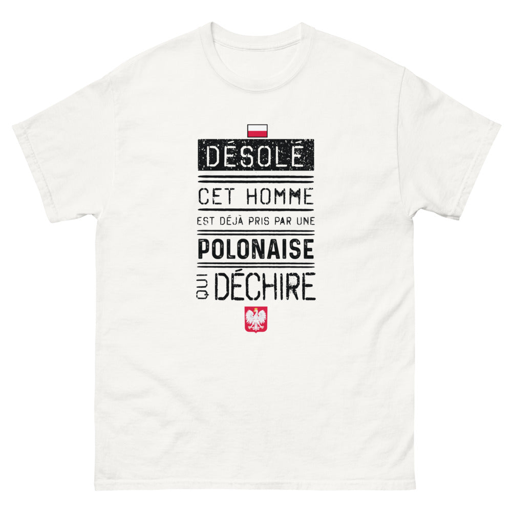 T-shirt Pologne blanc - Désolé, cet homme est déjà pris !