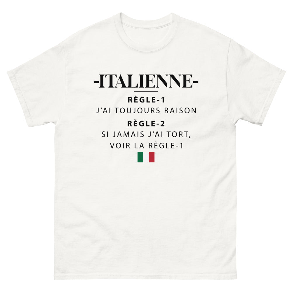 T-shirt Italie blanc - Règle 1: J'ai toujours raison