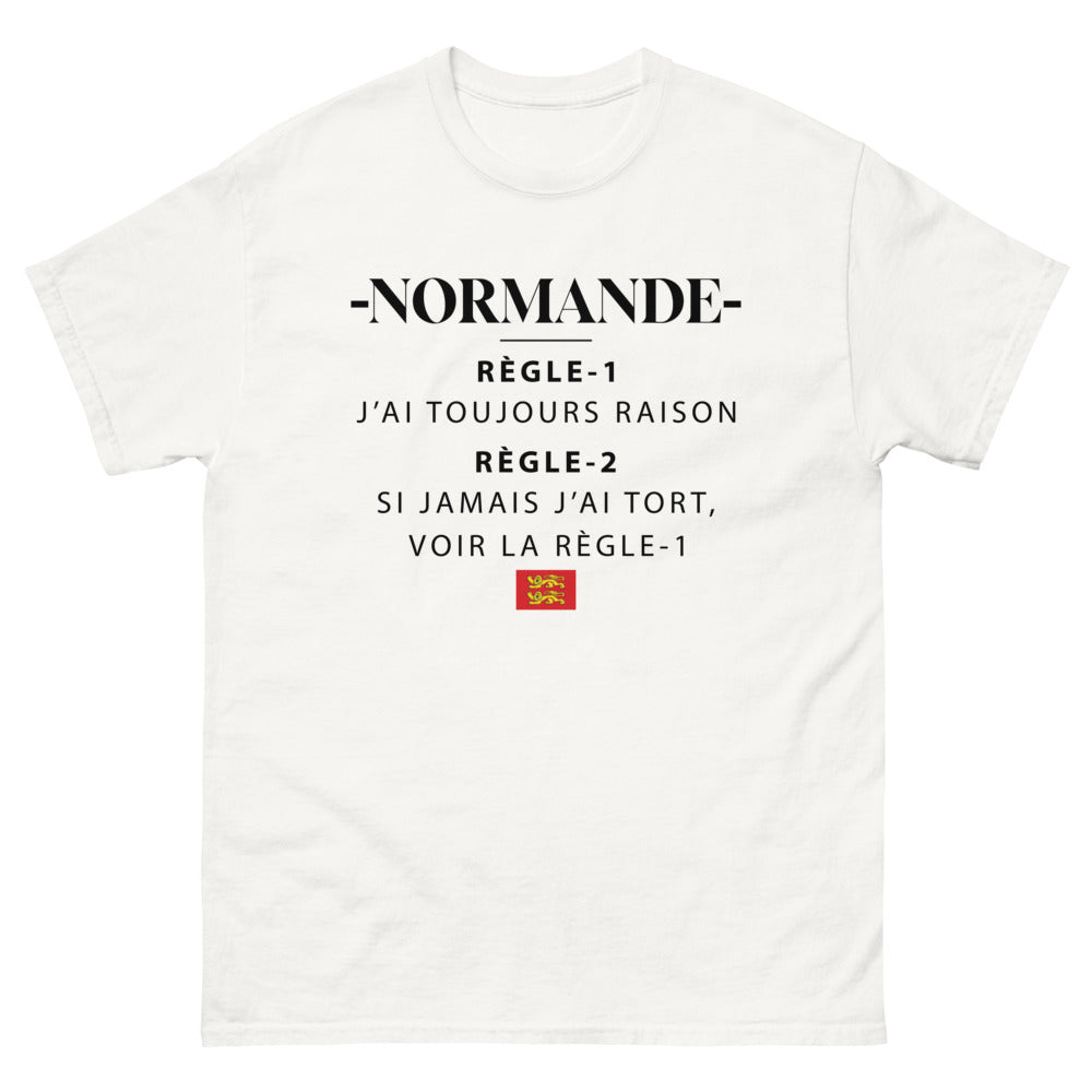 T-shirt Normand blanc - Règle 1 : J'ai toujours raison