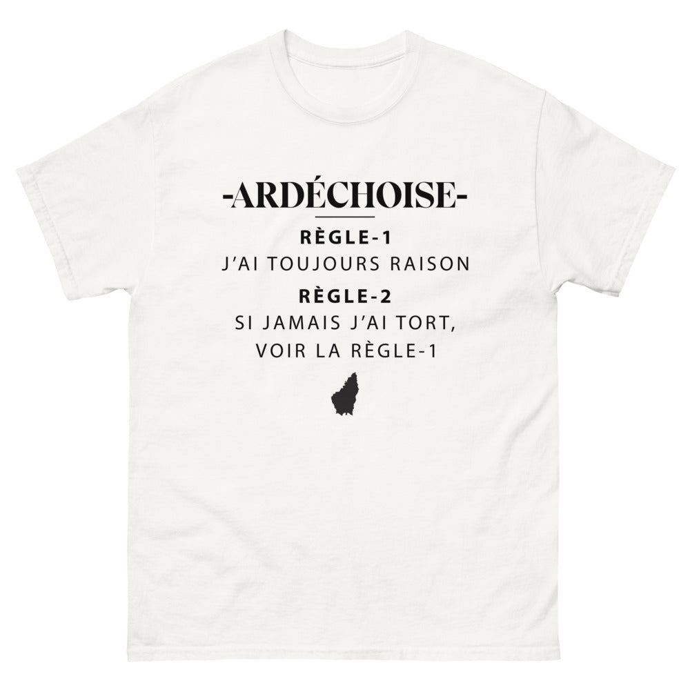 T-shirt Ardèche blanc - Toujours Raison, fierté locale