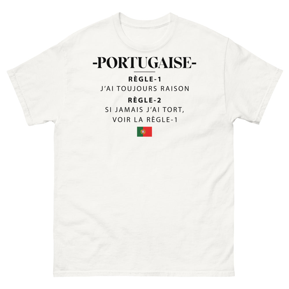 T-shirt Portugal blanc - J'ai toujours raison, règle 1
