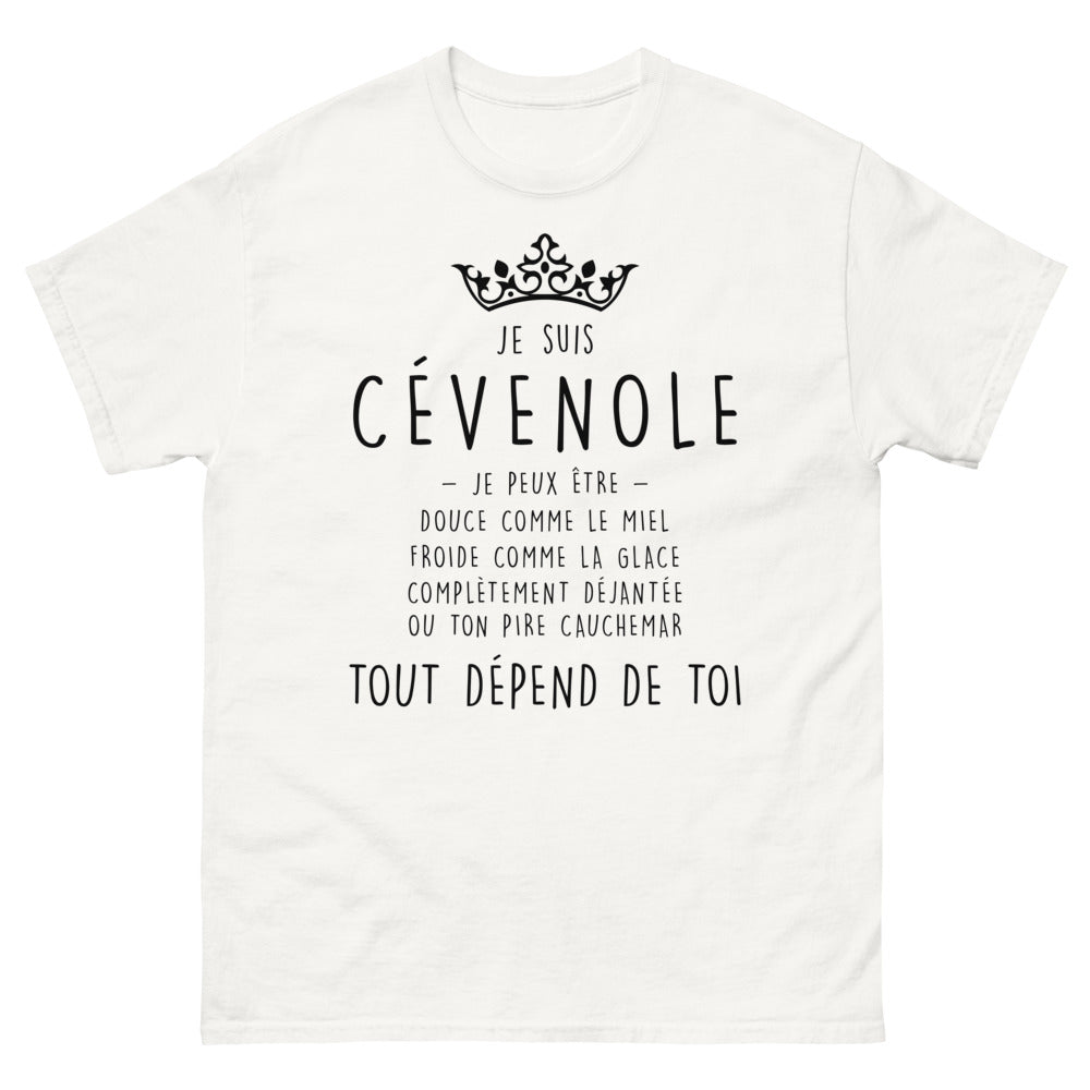 T-shirt Cévenol blanc - Je suis Cévenole, je peux être douce…