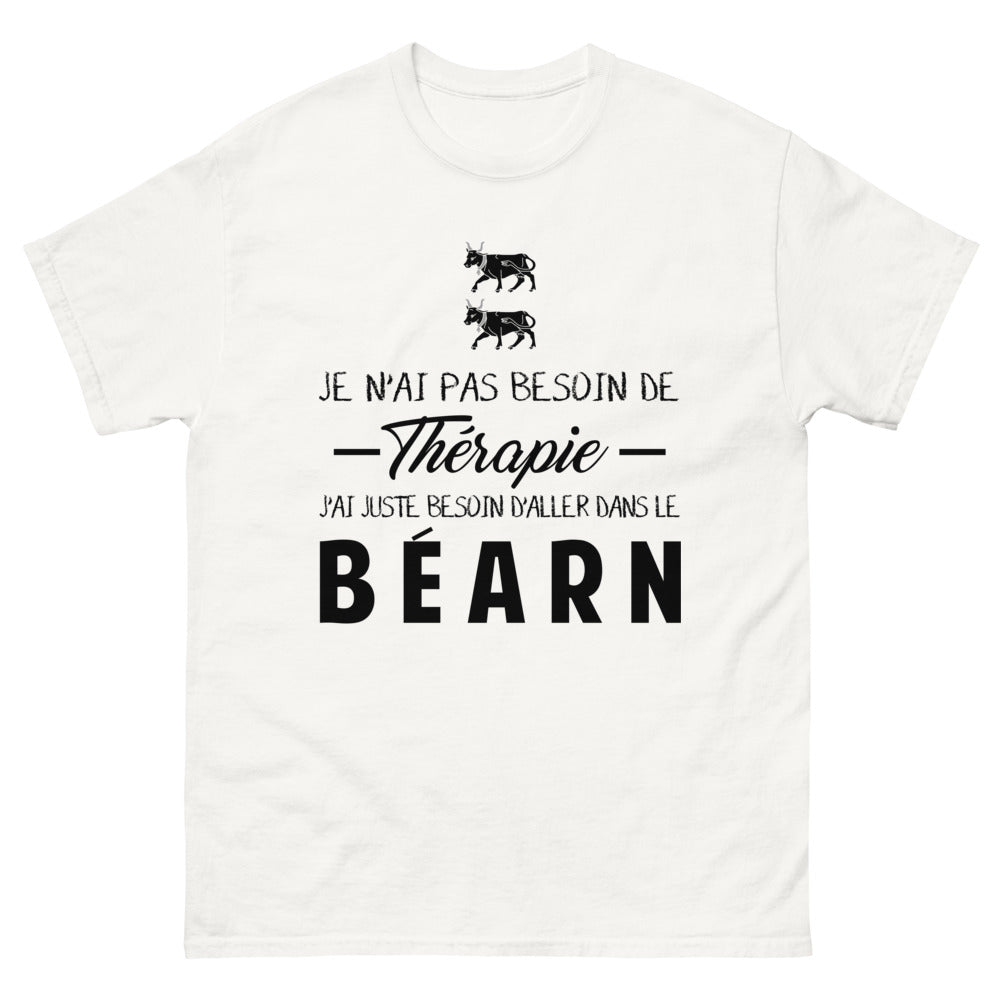 T-shirt Béarn blanc - Thérapie ou voyage humoristique