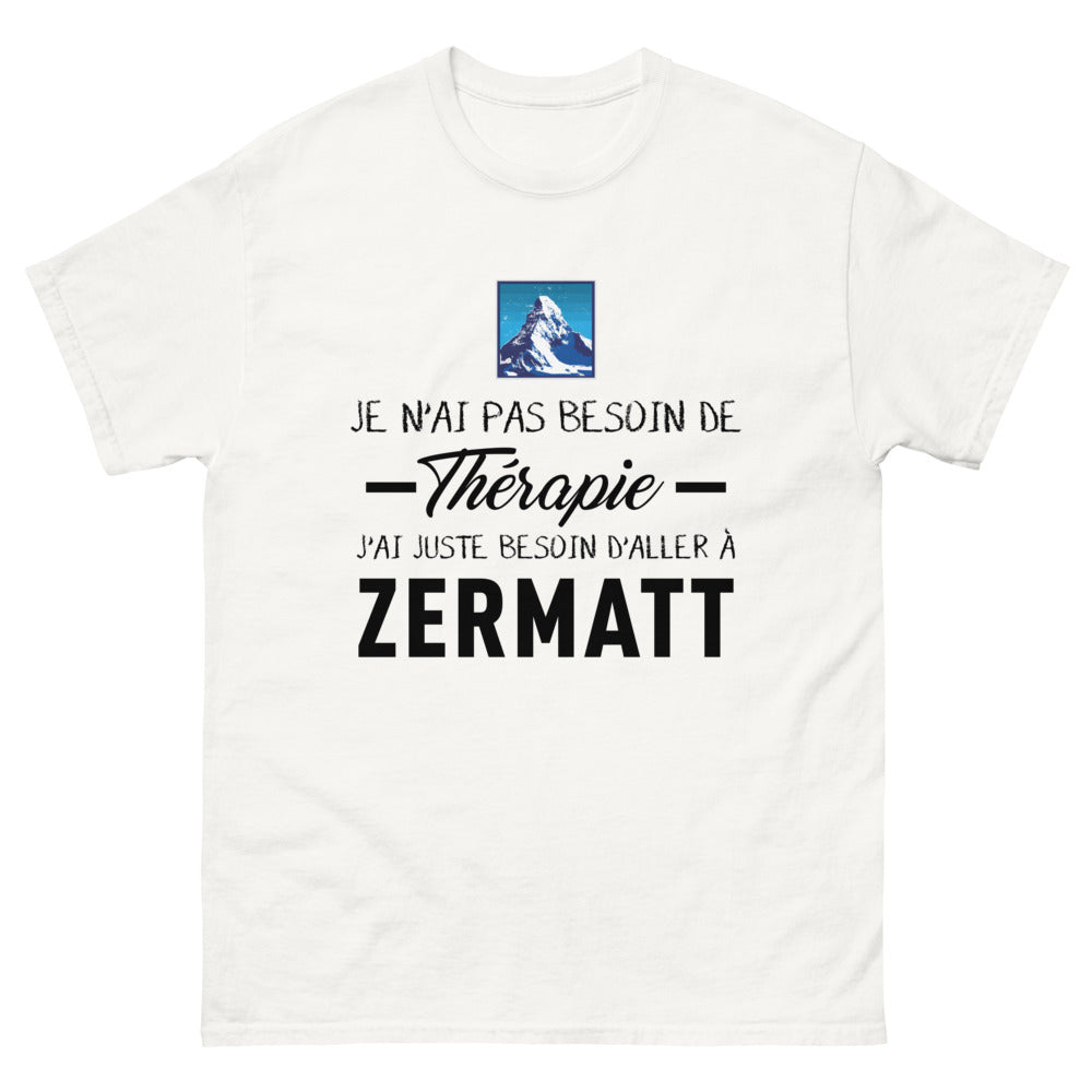 T-shirt Zermatt blanc - Je n'ai pas besoin de thérapie