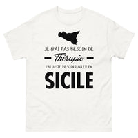 Thumbnail for T-shirt Sicile blanc - Pas besoin de thérapie, juste du soleil