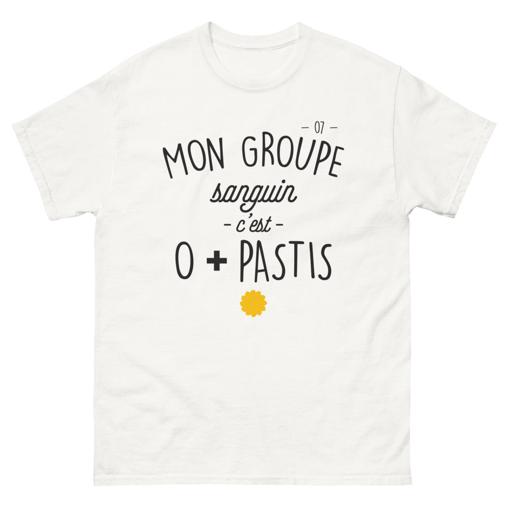 T-shirt Sud blanc - Mon groupe sanguin c'est 0% Pastis