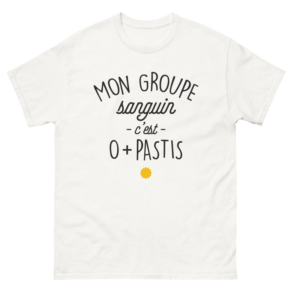 T-shirt Sud blanc - Mon groupe sanguin c'est 0% mais pastis 100%