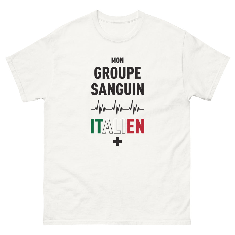 T-shirt Italie blanc - Mon Groupe Sanguin : Italien