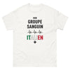 T-shirt Italie blanc - Mon Groupe Sanguin : Italien