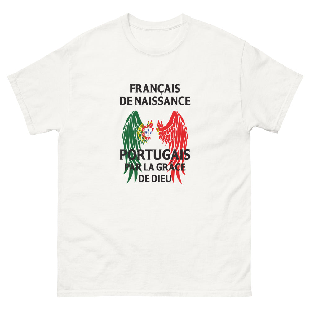 T-shirt Franco-Portugais blanc - Français de naissance, Portugais par grâce