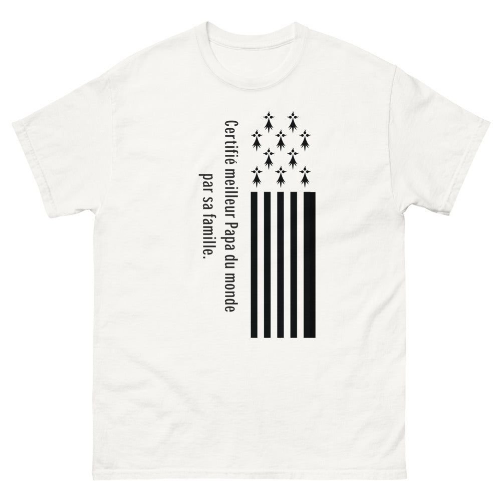 T-shirt Papa blanc - Certifié Meilleur Papa du Monde