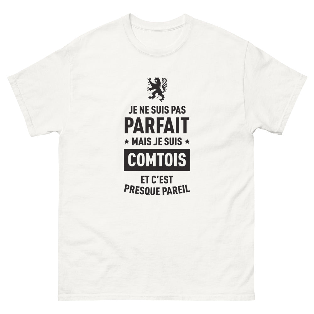 T-shirt Comtois blanc - Je ne suis pas parfait, mais je suis Comtois