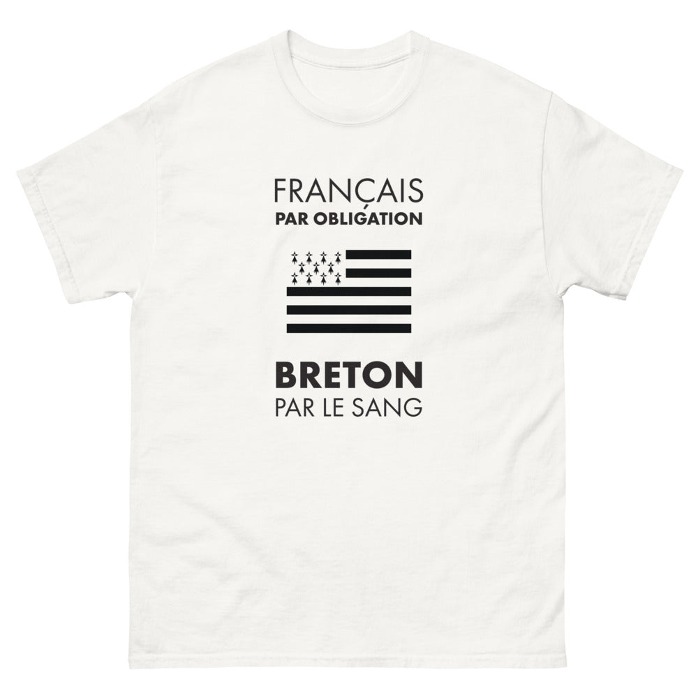 T-shirt Bretagne blanc - Français par obligation, Breton par le sang