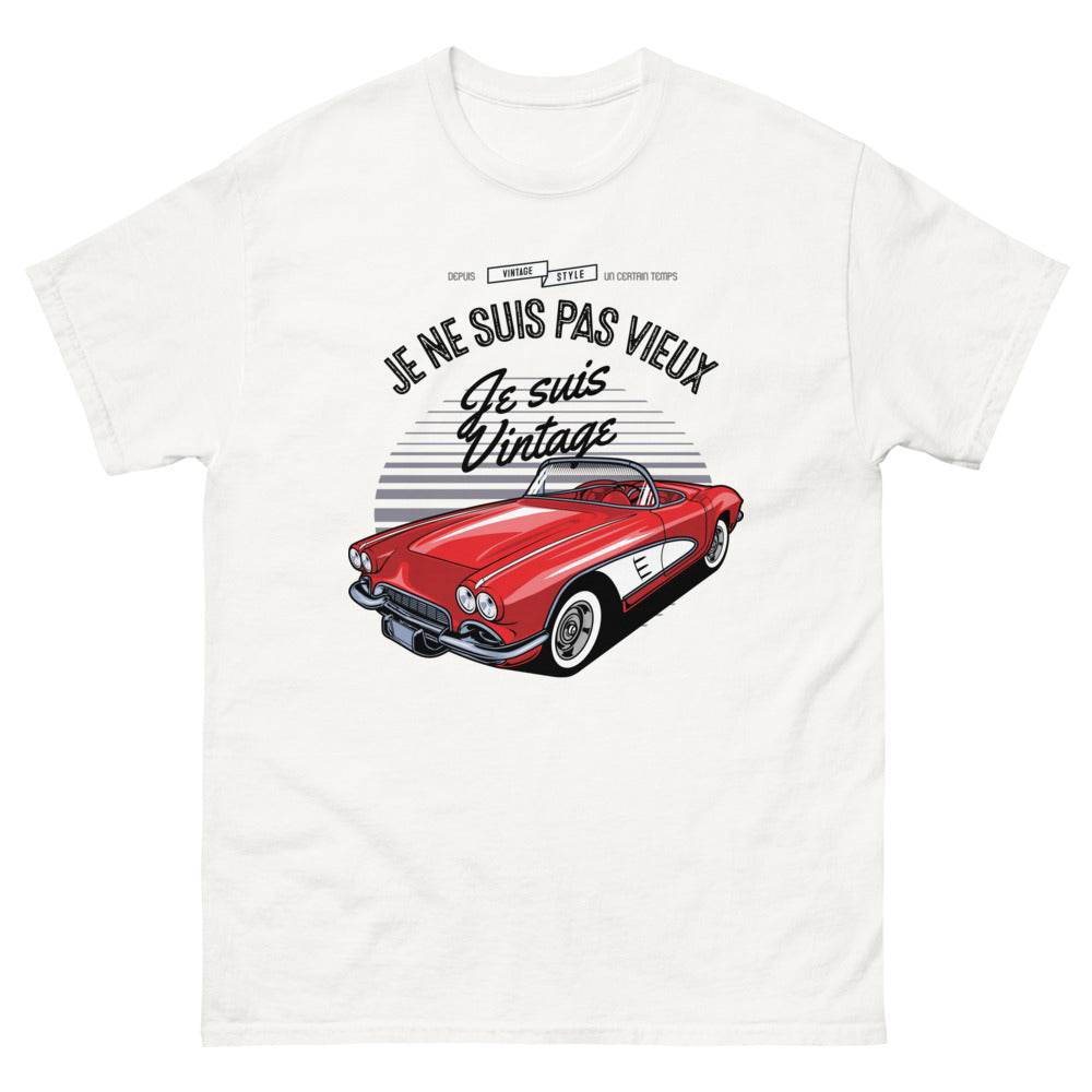 T-shirt vintage blanc - Je ne suis pas vieux, je suis vintage