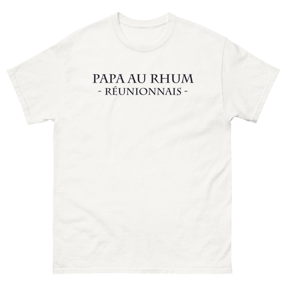 T-shirt Réunion blanc - Papa au Rhum, hommage humoristique