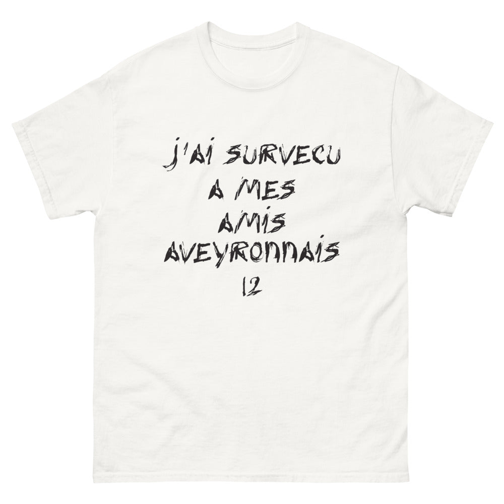 T-shirt Aveyron blanc - J'ai Survécu à mes Amis Aveyronnais