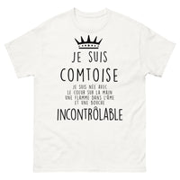 Thumbnail for T-shirt Comtoise blanc - Coeur sur la main, flamme dans l'âme