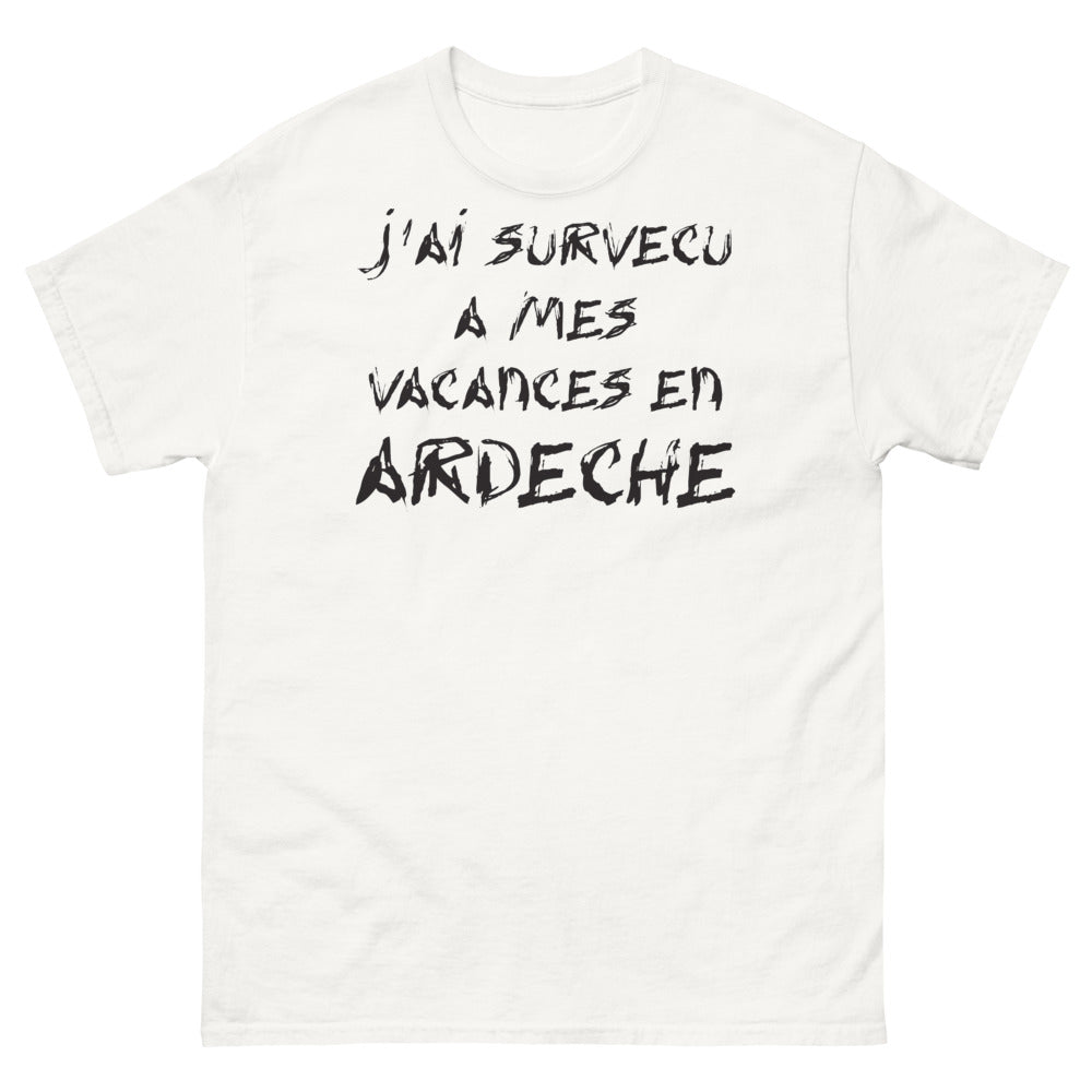 T-shirt Ardèche blanc - J'ai survécu à mes vacances