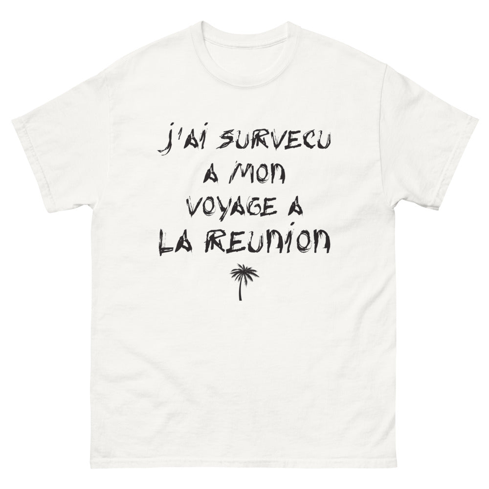 T-shirt La Réunion blanc - J'ai survécu à mon voyage