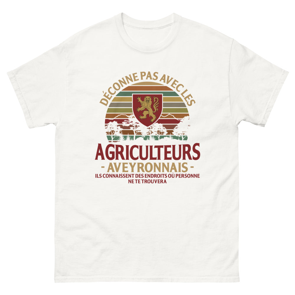 T-shirt Aveyron blanc - Déconne pas avec les agriculteurs
