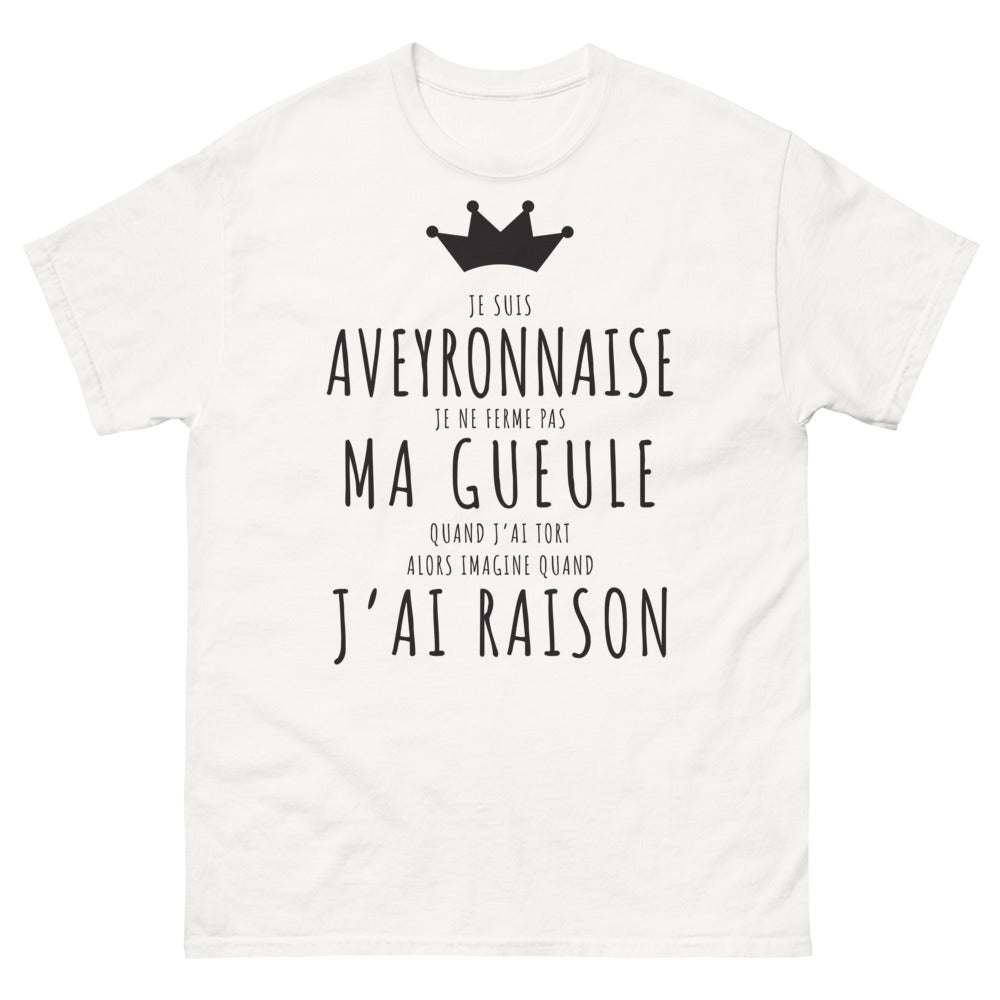 T-shirt Aveyron blanc - Je ne ferme pas ma gueule