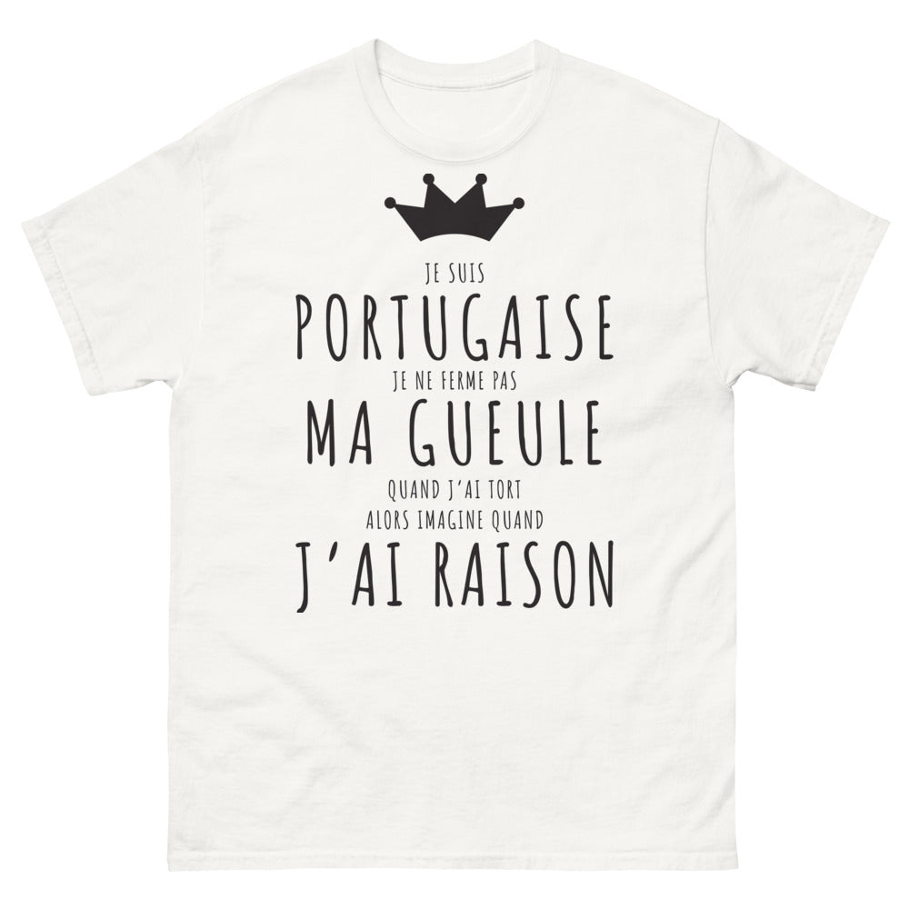 T-shirt Portugal blanc - Je suis Portugaise, fière et franche
