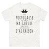 T-shirt Portugal blanc - Je suis Portugaise, fière et franche