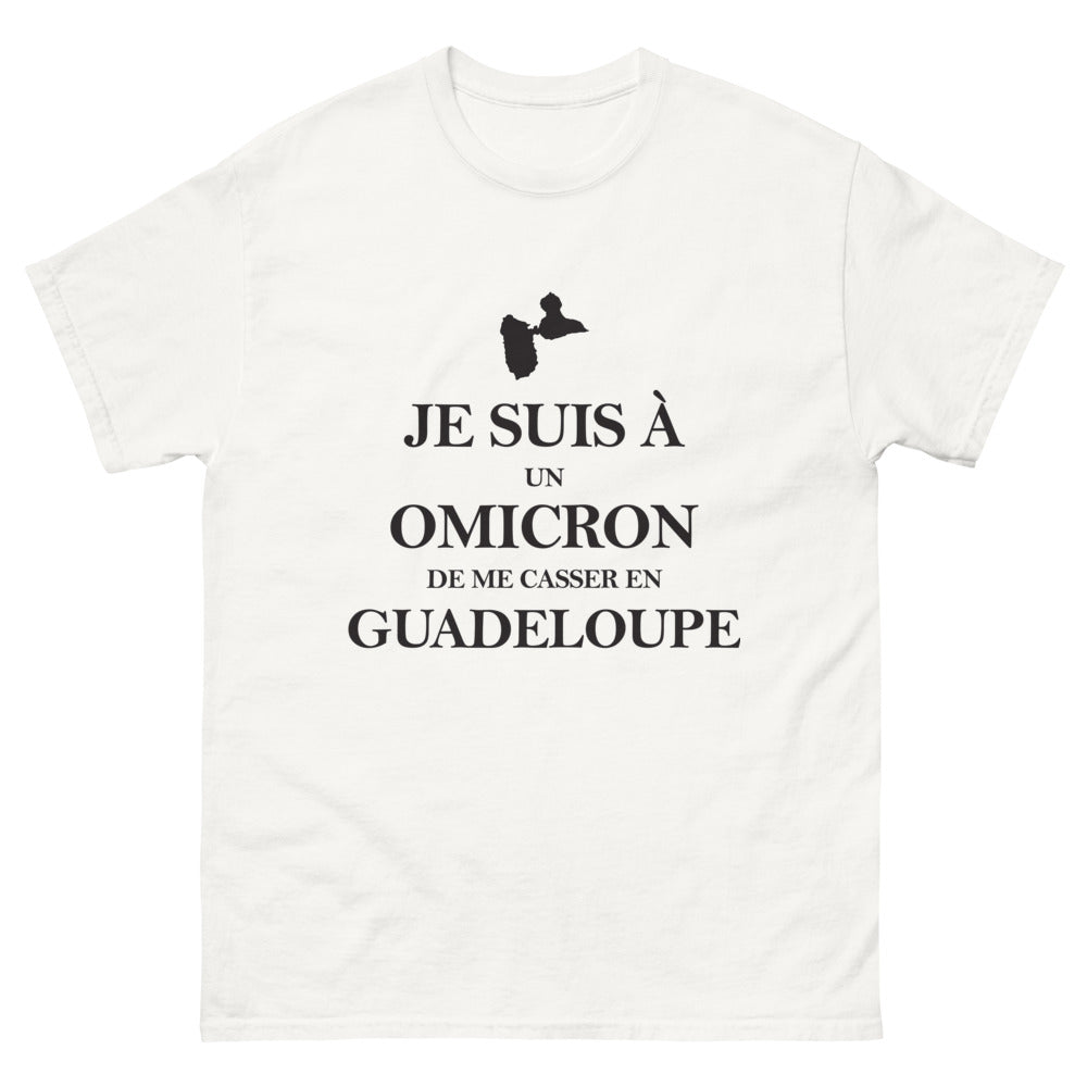 T-shirt Guadeloupe blanc - Je suis à un Omicron de me casser