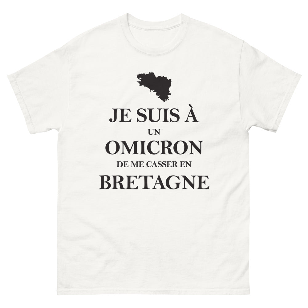 T-shirt Bretagne blanc - Je suis à un Omicron de me casser