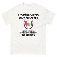 Thumbnail for T-shirt Pérou blanc - Les Péruviens ont été créés car même les Chiliens ont besoin de héros