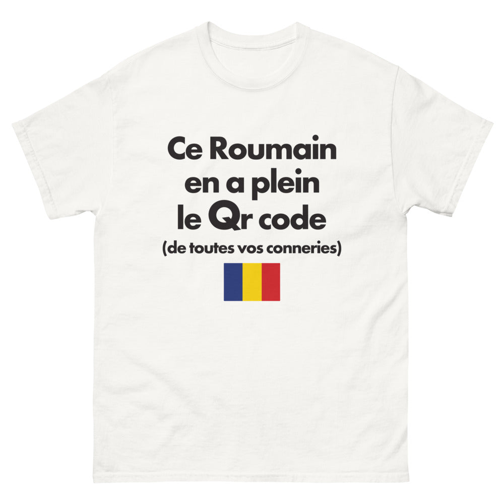 T-shirt Roumain blanc - Ce Roumain en a plein le QR code