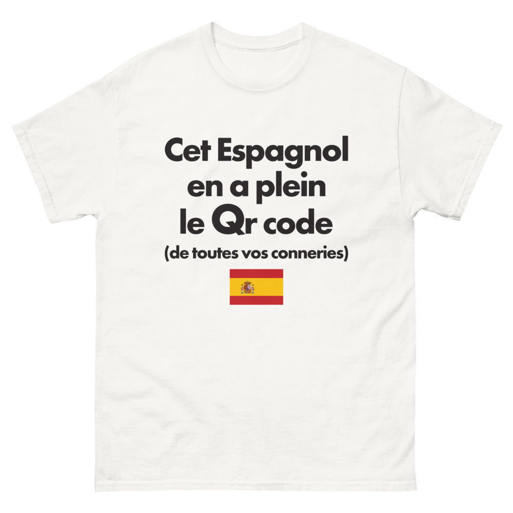 T-shirt Espagne blanc - Cet Espagnol en a plein le QR Code