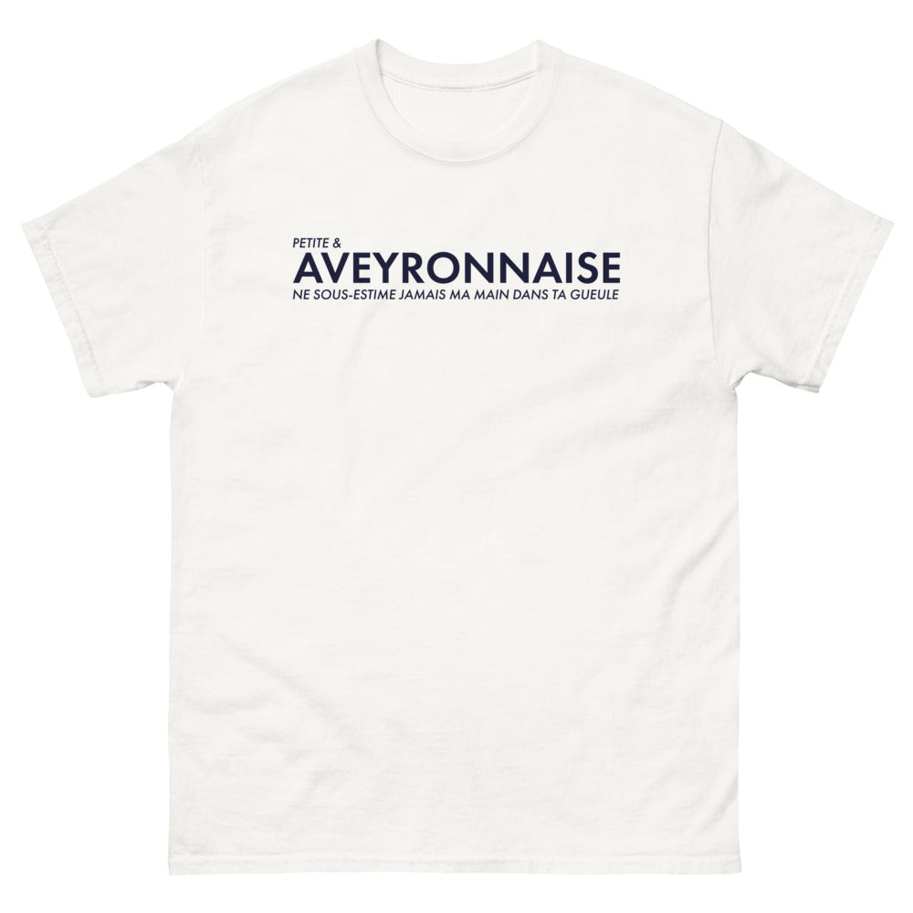 T-shirt Aveyron blanc - Ne sous-estime jamais ma main