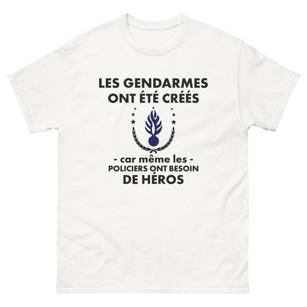 T-shirt Gendarme blanc - Héros des policiers avec humour