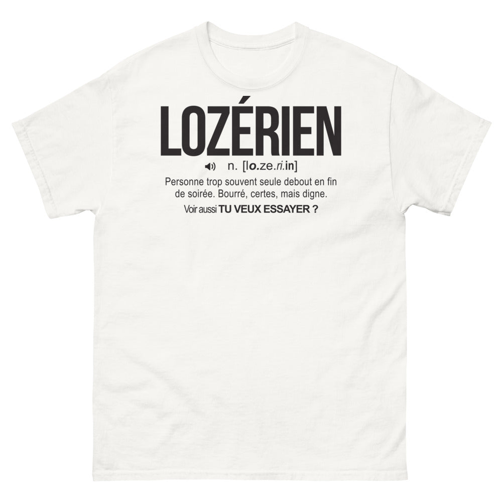T-shirt Lozérien blanc - Debout en fin de soirée bourré mais digne