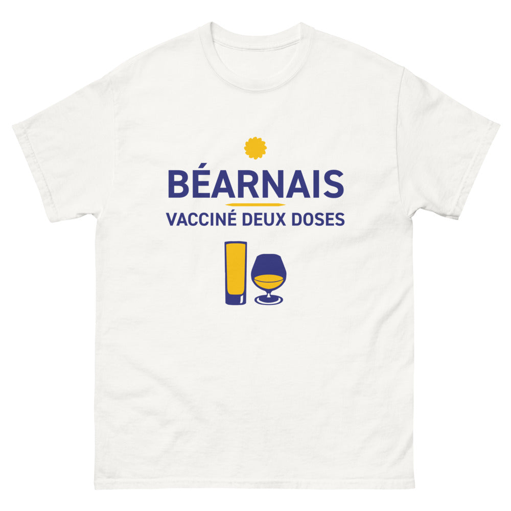 T-shirt Béarnais blanc - Vacciné à Deux Doses de Fierté