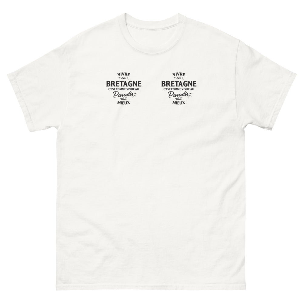 T-shirt Bretagne blanc - Vivre en Bretagne, le paradis amélioré