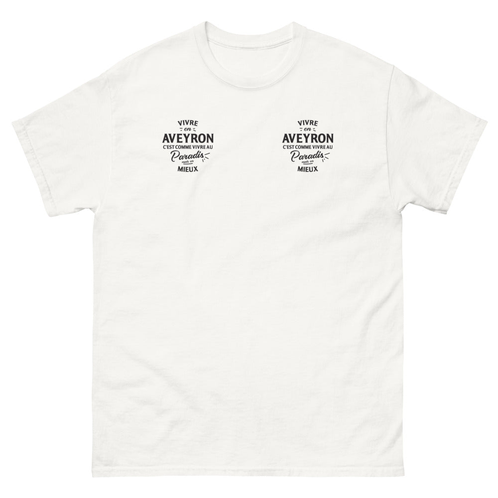 T-shirt Aveyron blanc - Vivre en Aveyron, c'est comme au paradis