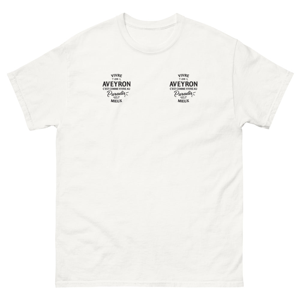 T-shirt Aveyron blanc - Vivre en Aveyron : le paradis amélioré