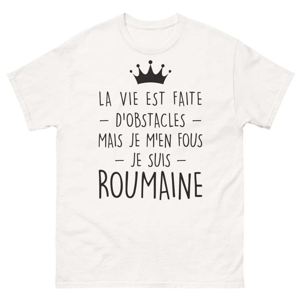 T-shirt Roumain blanc - La vie est pleine d'obstacles