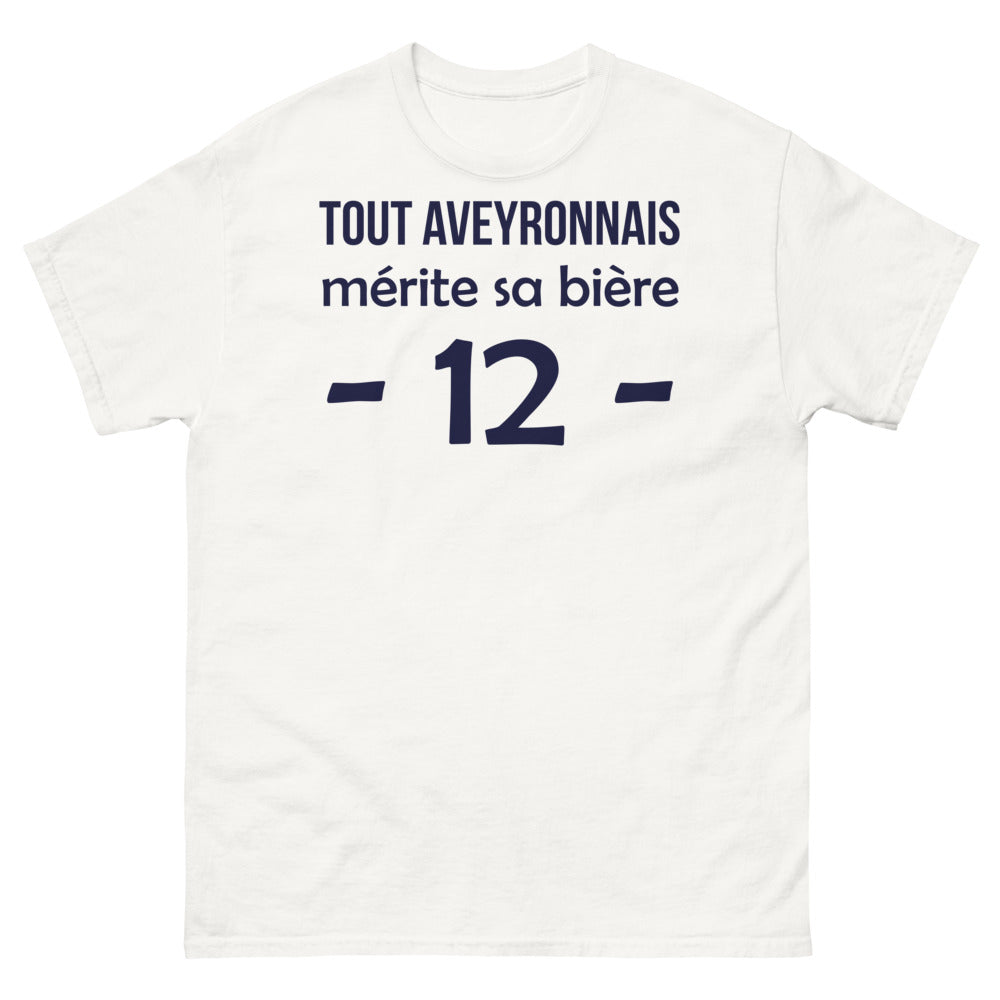 T-shirt Aveyron blanc - Tout Aveyronnais mérite sa bière