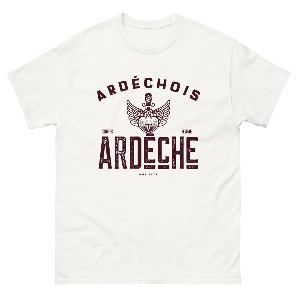 T-shirt Ardèche blanc - Corps et Âme, amour pour mon pays